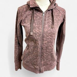 Athleta purple zebra pattern jacket gray activewear athletic sweatshirt hoodie